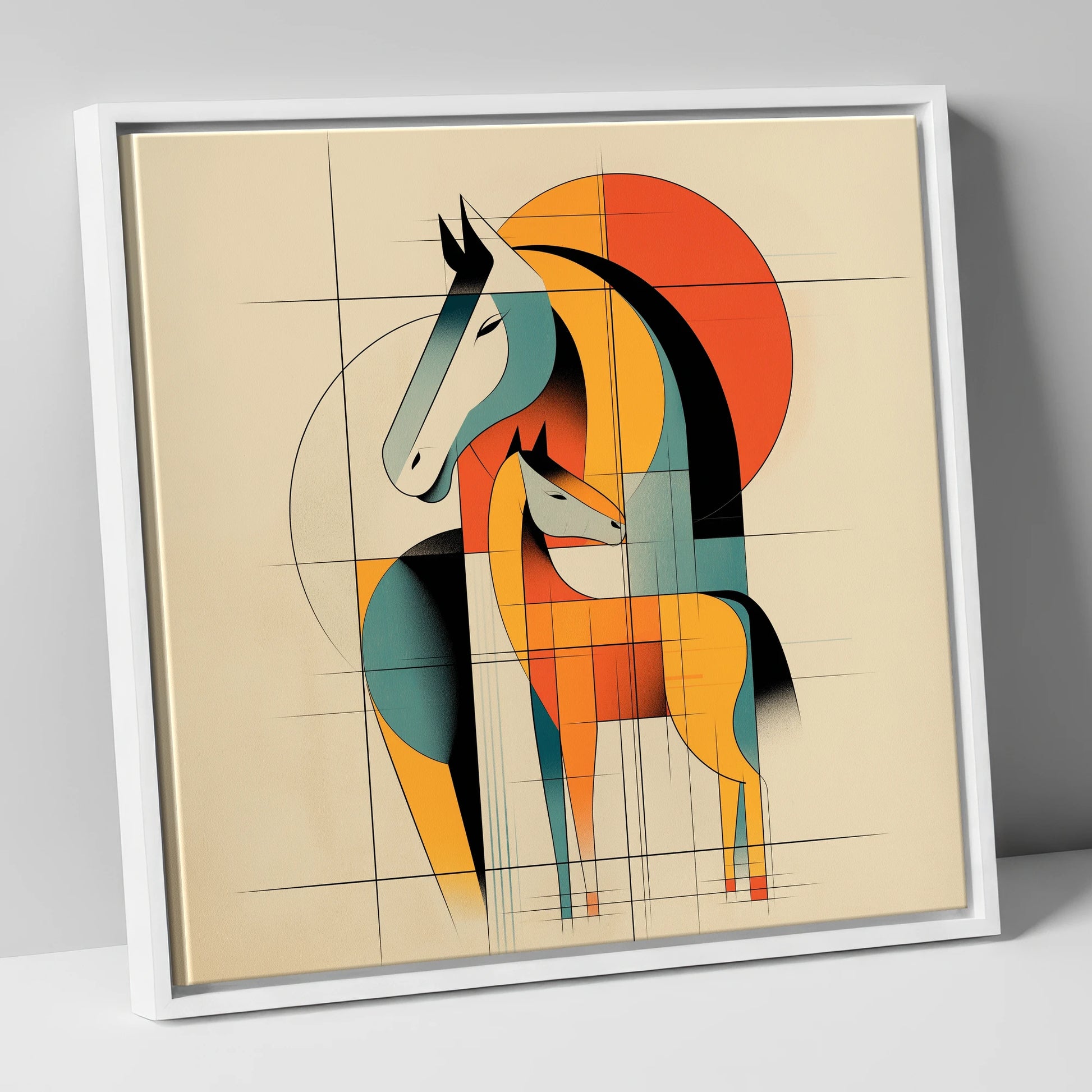 Geometric Equine Bond - Canvas White