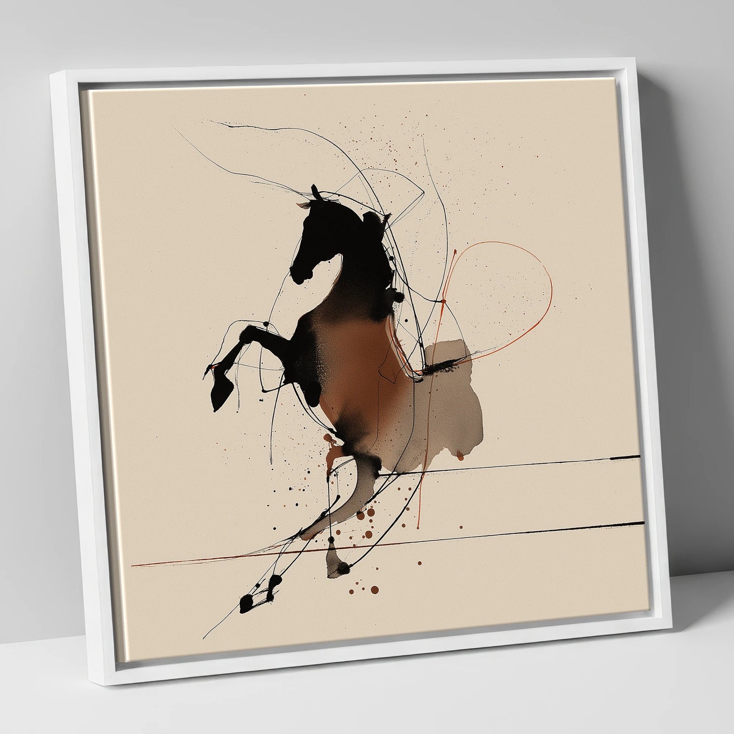 Untamed Spirit horse portrait canvas wall art in white frame