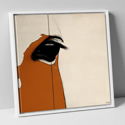 Chestnut In Focus horse portrait canvas wall art in white frame