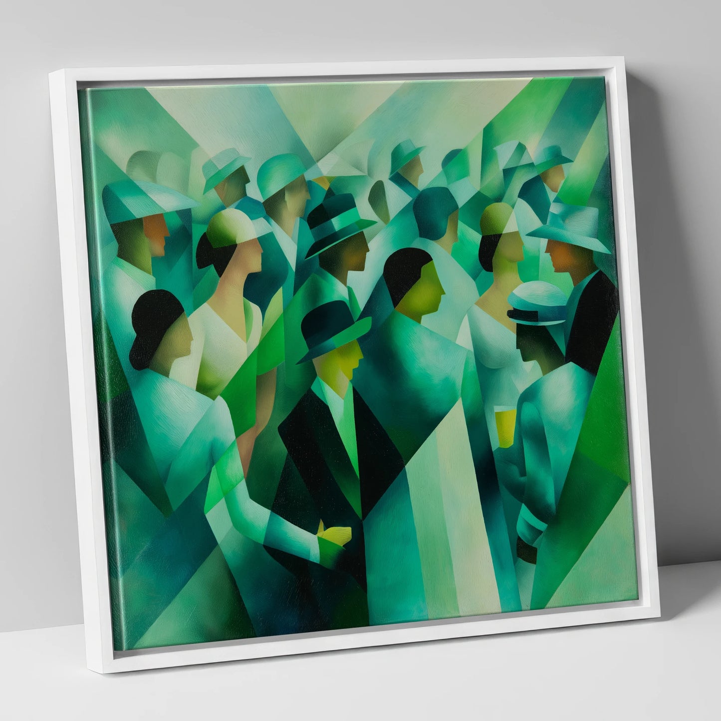 The Emerald Enclosure racing horse canvas wall art in white frame