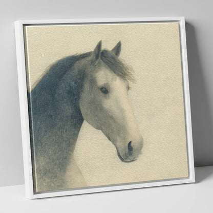 Vintage Slate Equine Profile horse breed canvas wall art in white frame