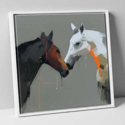 Bold Connection horse portrait canvas wall art in white frame