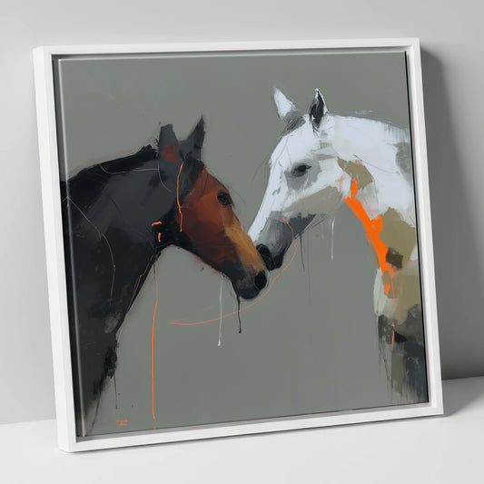 Bold Connection horse portrait canvas wall art in white frame