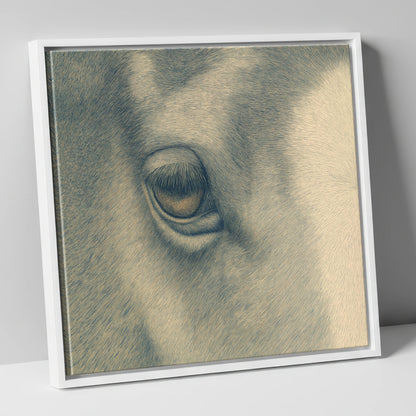 The Gentle Eye horse portrait canvas wall art in white frame