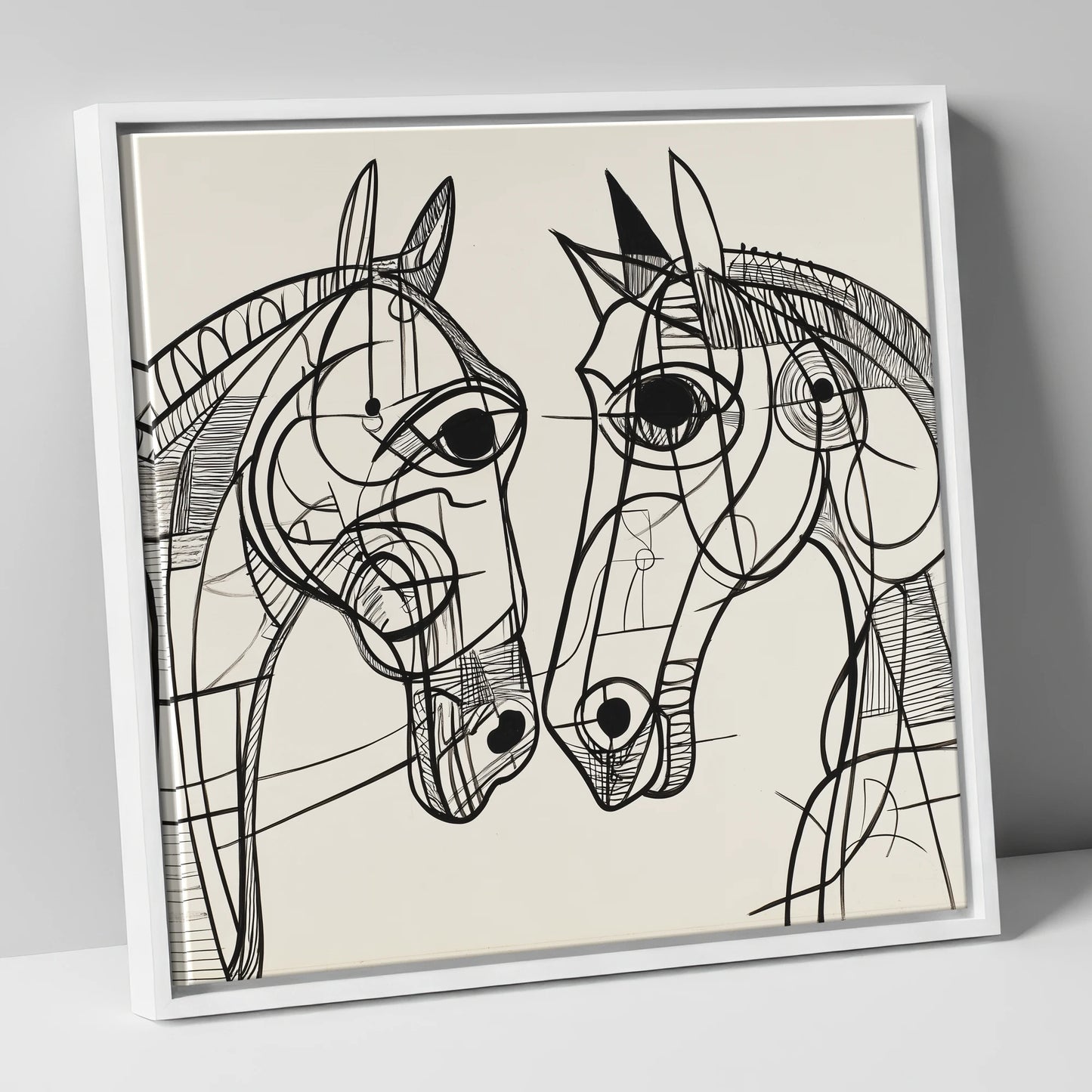 Structural Equine Bond horse portrait canvas wall art in white frame