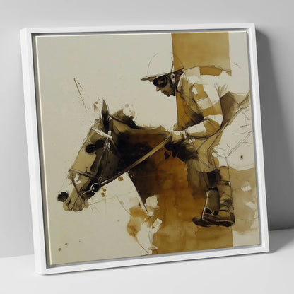 Pace in Profile racing horse canvas wall art in white frame