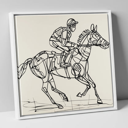 Geometry of Speed racing horse canvas wall art in white frame