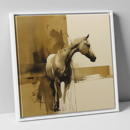 Umber Equine Grace horse breed canvas wall art in white frame