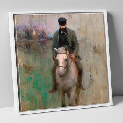 The Morning Work racing horse canvas wall art in white frame
