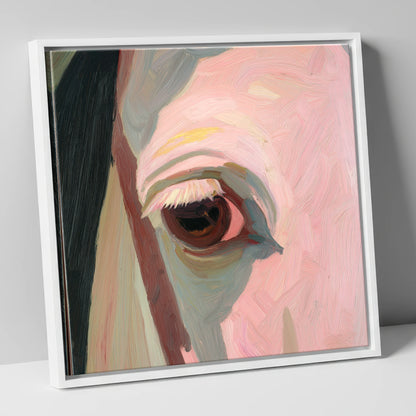A Gentle Gaze horse portrait canvas wall art in white frame