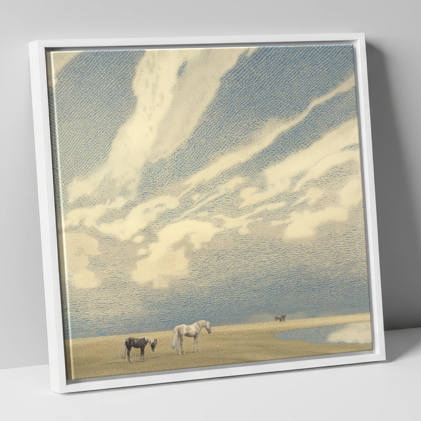 Sweeping Skies horse landscape canvas wall art in white frame