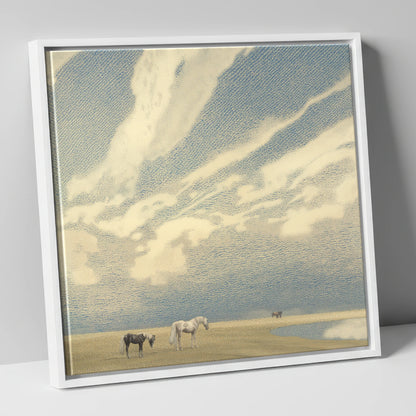 Sweeping Skies horse landscape canvas wall art in white frame