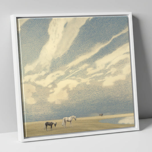 Sweeping Skies horse landscape canvas wall art in white frame