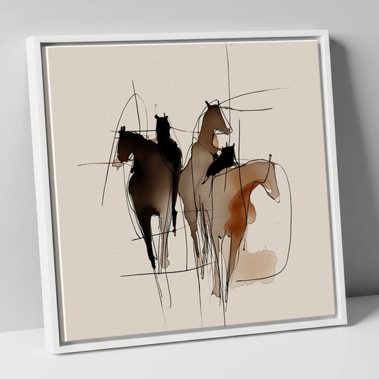 Dynamic Equine Trio horse portrait canvas wall art in white frame