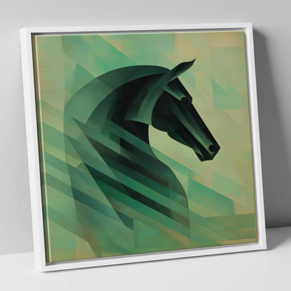 Modernist Equine Profile horse portrait canvas wall art in white frame