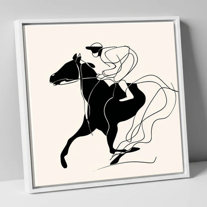 Fluidity in Motion racing horse canvas wall art in white frame