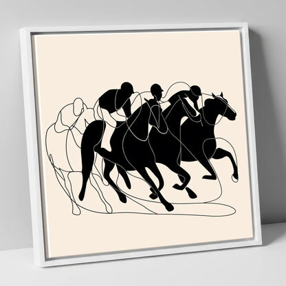 The Homestretch racing horse canvas wall art in white frame