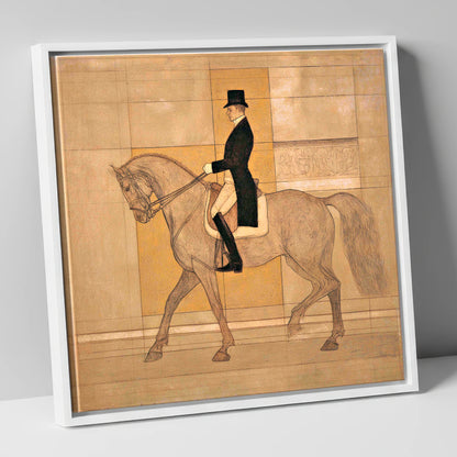 Collected Elegance dressage horse canvas wall art in white frame