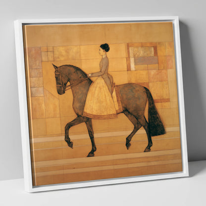 Golden Era Dressage dressage horse canvas wall art in white frame
