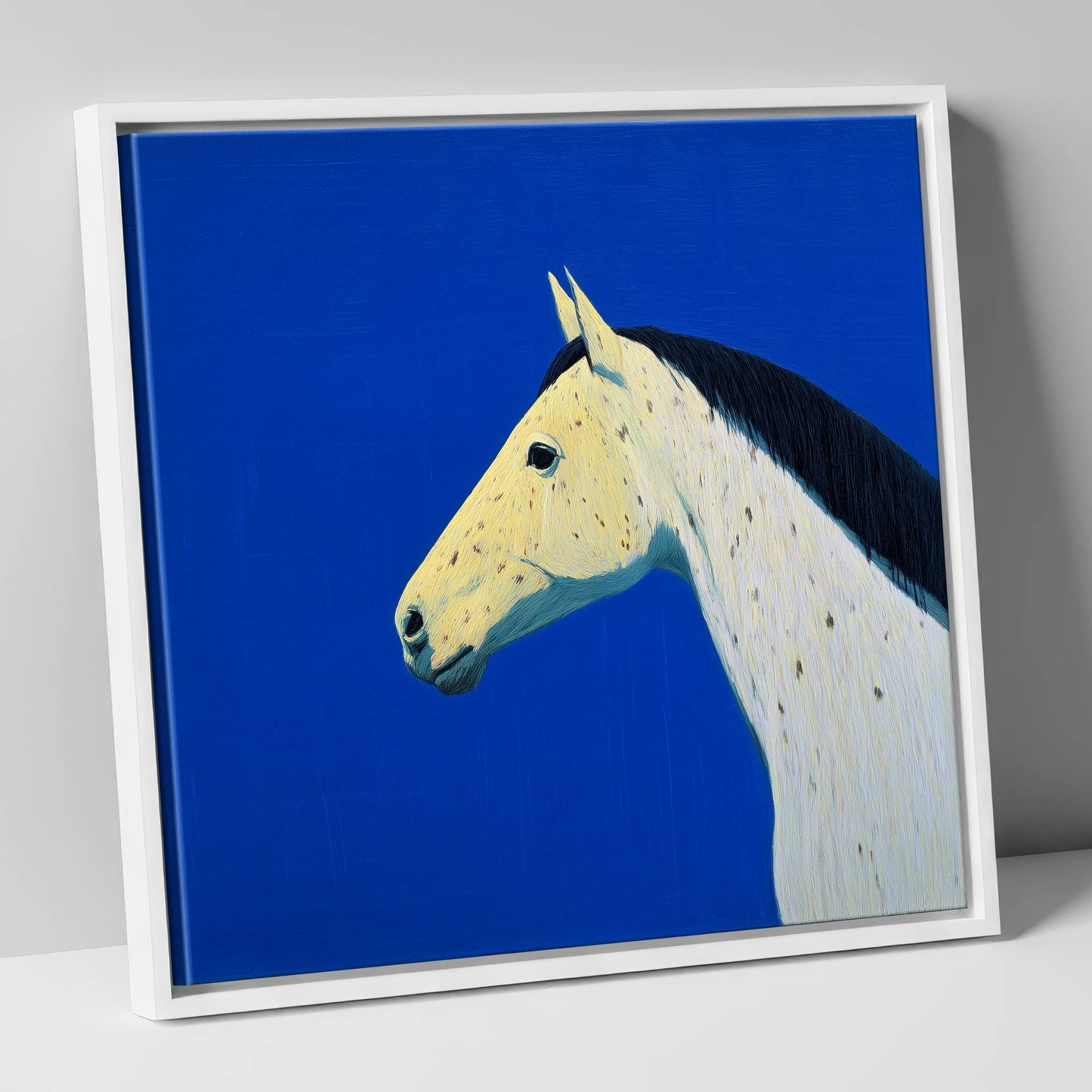 The Azure Profile horse breed canvas wall art in white frame