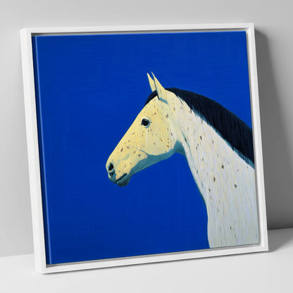 The Azure Profile horse breed canvas wall art in white frame