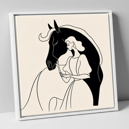 The Unspoken Bond horse & rider canvas wall art in white frame