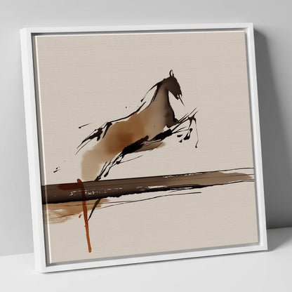 Airborne Elegance show jumping horse canvas wall art in white frame