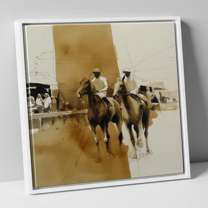 Parade Ring Anticipation racing horse canvas wall art in white frame