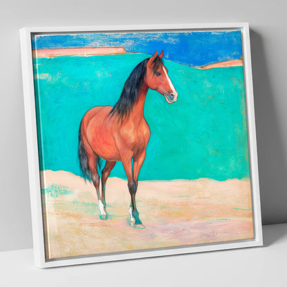 Radiant Chestnut Profile horse breed canvas wall art in white frame