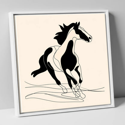 Fluid Equine Silhouette wild horses canvas wall art in white frame