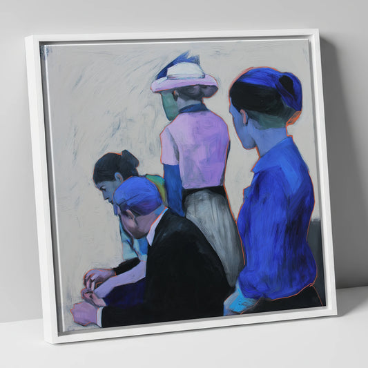 Paddock Anticipation racing horse canvas wall art in white frame
