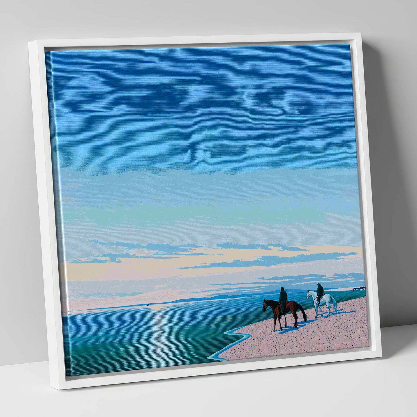 Horizon Bound horse landscape canvas wall art in white frame