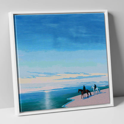 Horizon Bound horse landscape canvas wall art in white frame