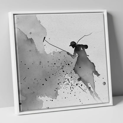 Dynamic Polo Silhouette polo horse canvas wall art in white frame