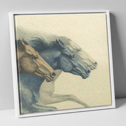 Stride For Stride racing horse canvas wall art in white frame