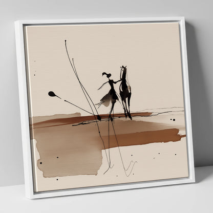 Fluid Harmony horse & rider canvas wall art in white frame