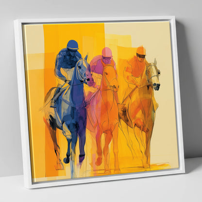 The Colour of Speed racing horse canvas wall art in white frame