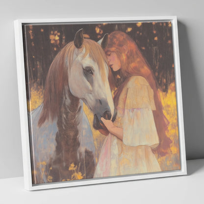 Ethereal Connection horse & rider canvas wall art in white frame