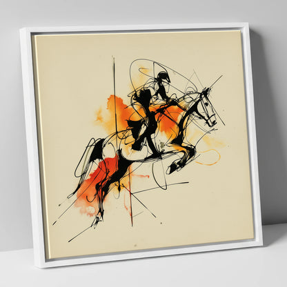 Amber Flight show jumping horse canvas wall art in white frame