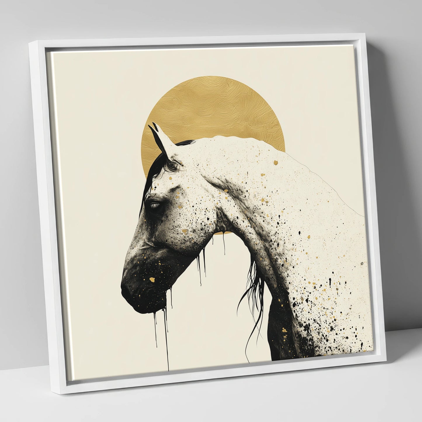 Gilded Equine Profile horse breed canvas wall art in white frame