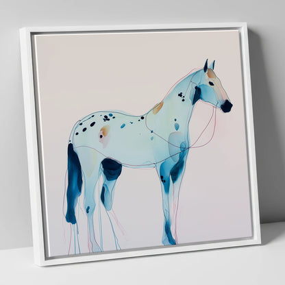 Ethereal Blue Appaloosa horse breed canvas wall art in white frame
