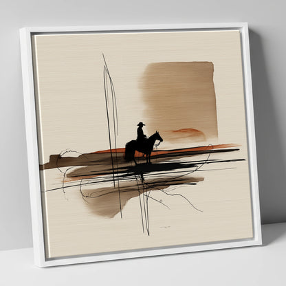 Solitude on the Plains western horse canvas wall art in white frame