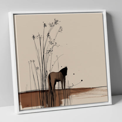 Whispers in the Reeds horse landscape canvas wall art in white frame