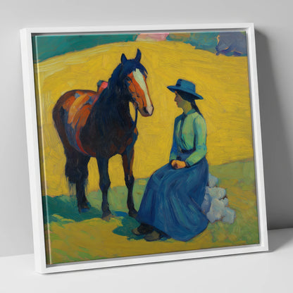 The Radiant Exchange horse & rider canvas wall art in white frame