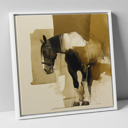 Earthy Equine Profile horse breed canvas wall art in white frame