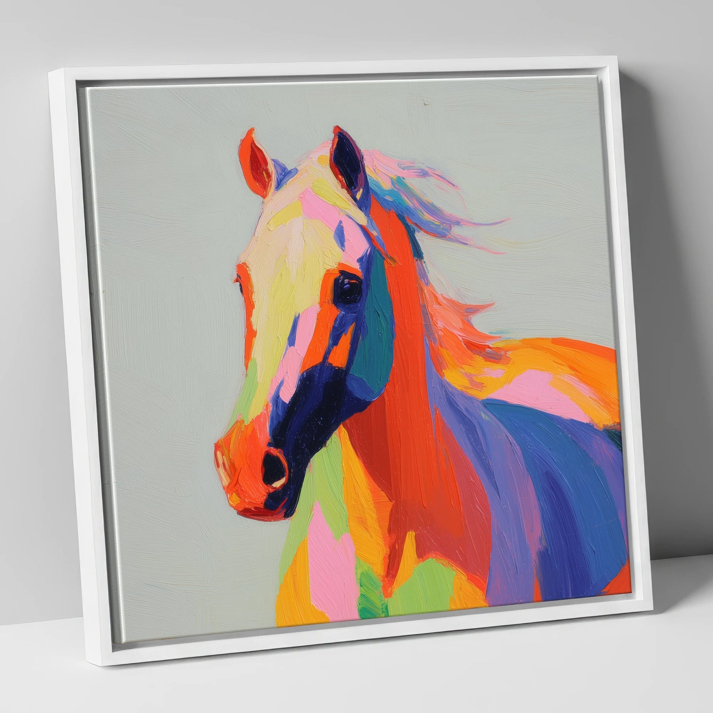 Vivid Equine Spirit horse breed canvas wall art in white frame