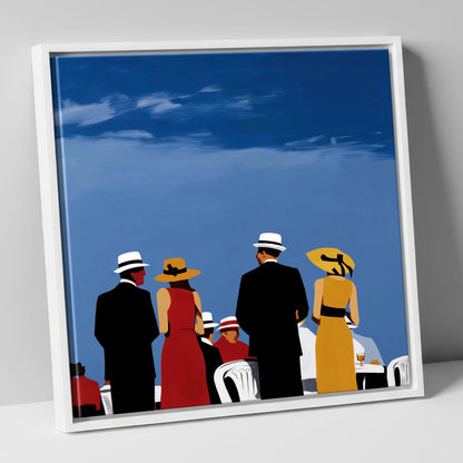 Race Day Elegance racing horse canvas wall art in white frame