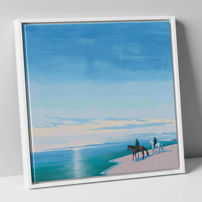 Horizon Bound horse landscape canvas wall art in white frame