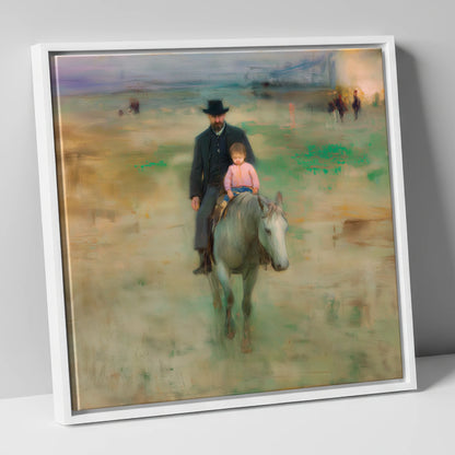 Guiding the Way horse & rider canvas wall art in white frame