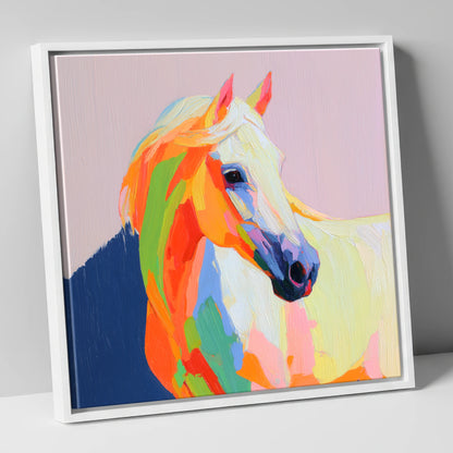 Vivid Equine Profile horse breed canvas wall art in white frame